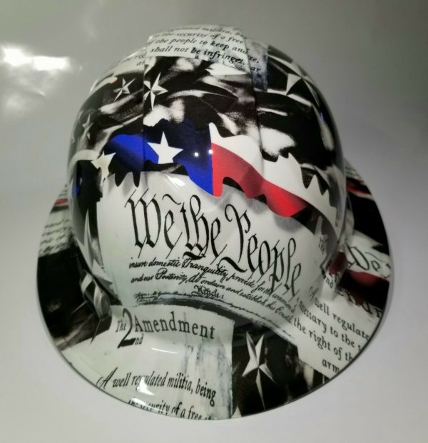 top of a 2nd amendment hydro dipped hard hat