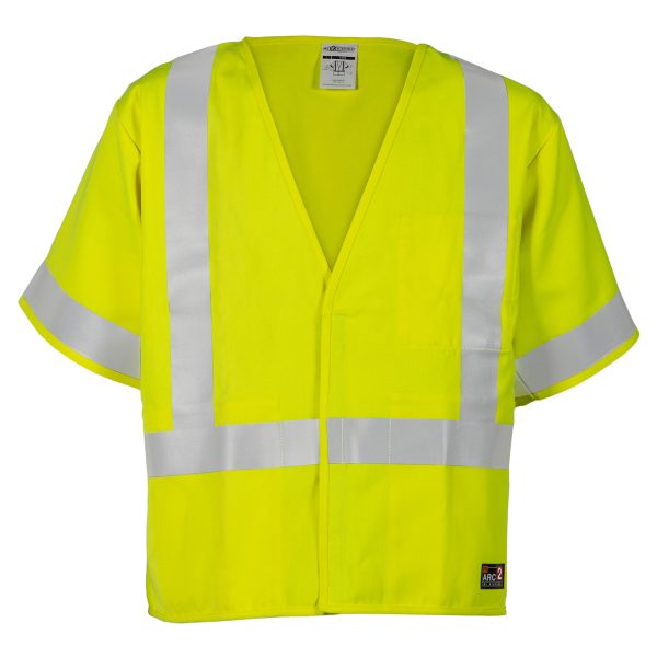 front of an ml kishigo yellow fireproof vest