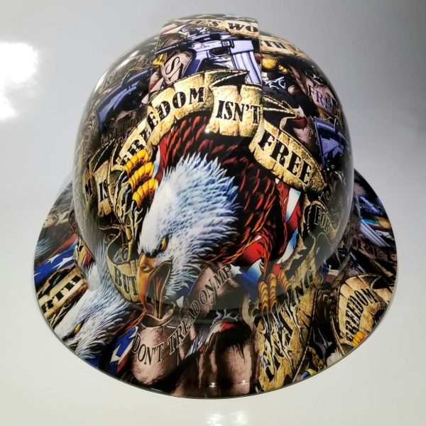 top of a freedom isn't free full brim hard hat