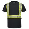 black short sleeve construction shirt with reflective strips