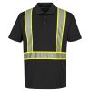 black short sleeve polo construction shirt with reflective strips