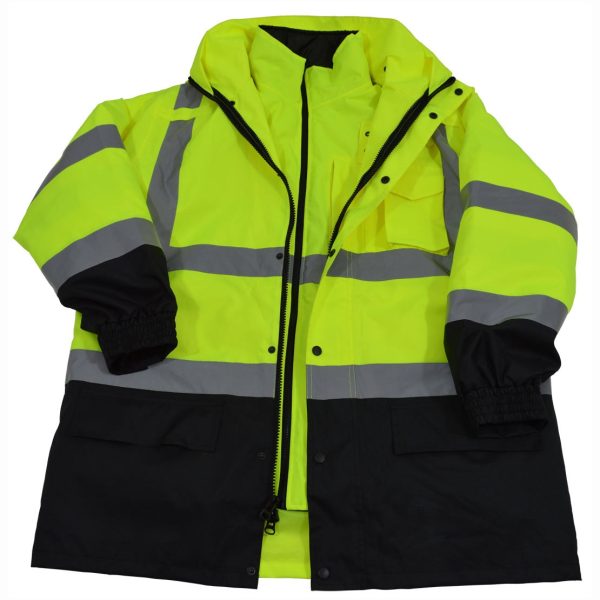 front of a petra roc high visibility yellow safety jacket