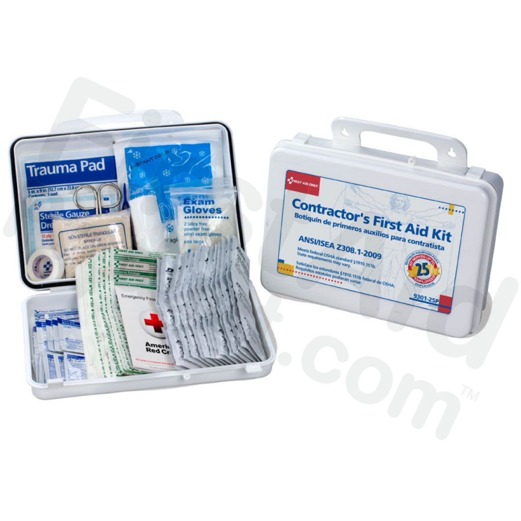 Bilingual Contractor's First Aid Kit OSHA 25 Person For Sale D.E. Gemmill