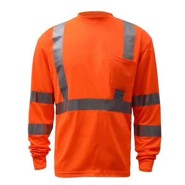 Class 3 Orange Long Sleeve T-Shirt with Heat Applied Tape