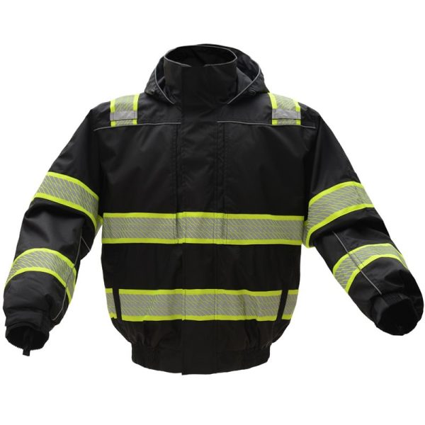3 IN 1 Class 3 Black Winter Bomber with Segmented Reflective Stripe