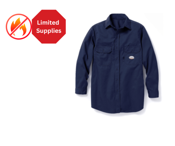 *Rasco Flame Resistant Navy Long Sleeve Dress Shirt