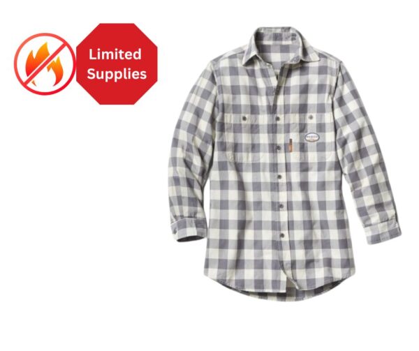 *Rasco Flame Resistant Gray and White Plaid Dress Shirt