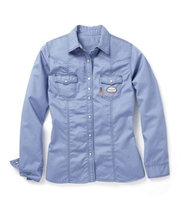 Womens FR Work Blue 7.5oz Work Shirt