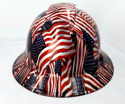 USA Flag Hard Hat With 4 Point Ratchet Suspension