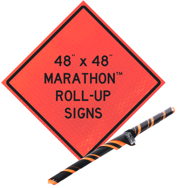 48" Marathon Reflective Vinyl Roll-Up Signs