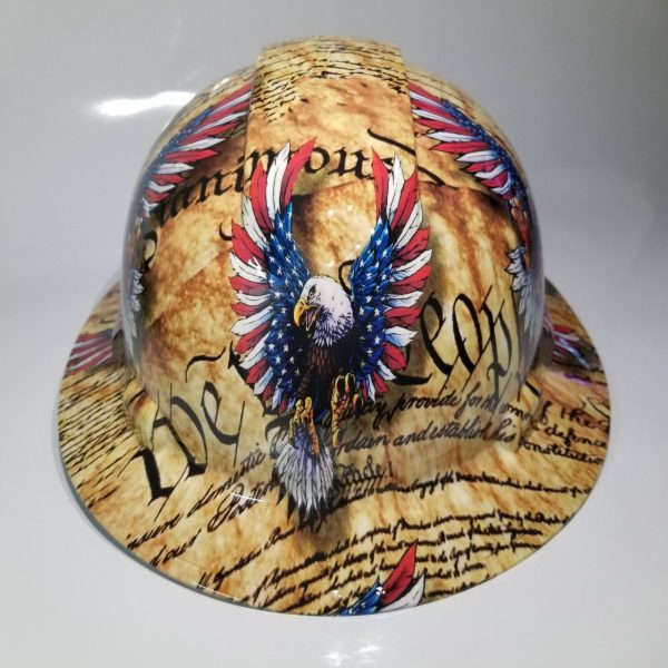 Full Brim Constitution American Eagle Hard Hat with 4 Point Ratchet Suspension