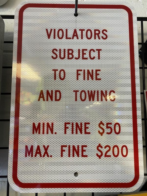R7-8F Reserved Parking Penalties Sign- 12x18 Aluminum