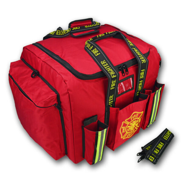 Premium Rigid Padded Step-In Turnout Gear Bag w/ Reinforced Bottom- Red