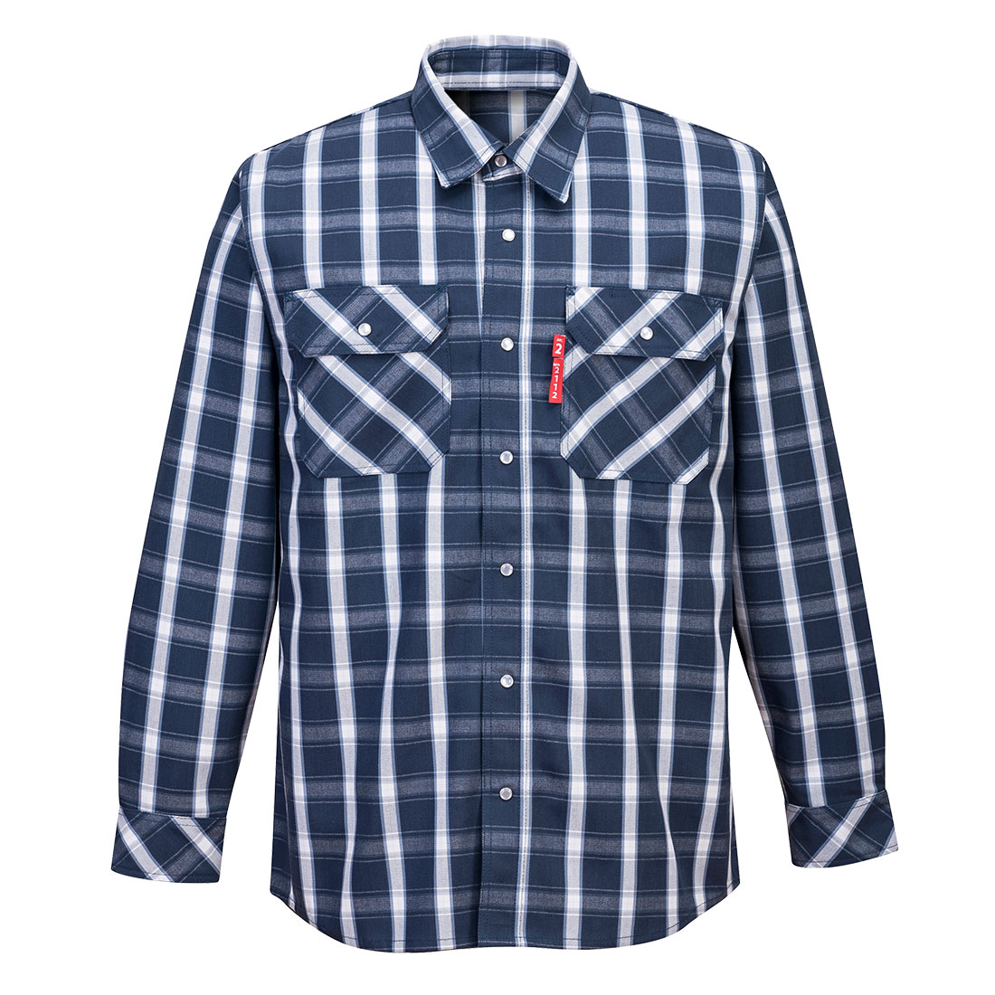 86060 Portwest FR Buttondown Plaid Navy