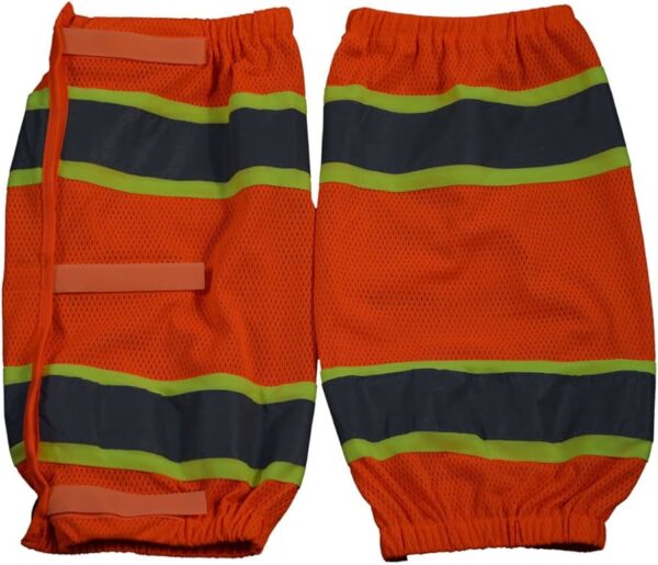 ANSI Class E Orange Mesh/Lime Contrast Reflective Leggings With Adjustable Velcro Closures