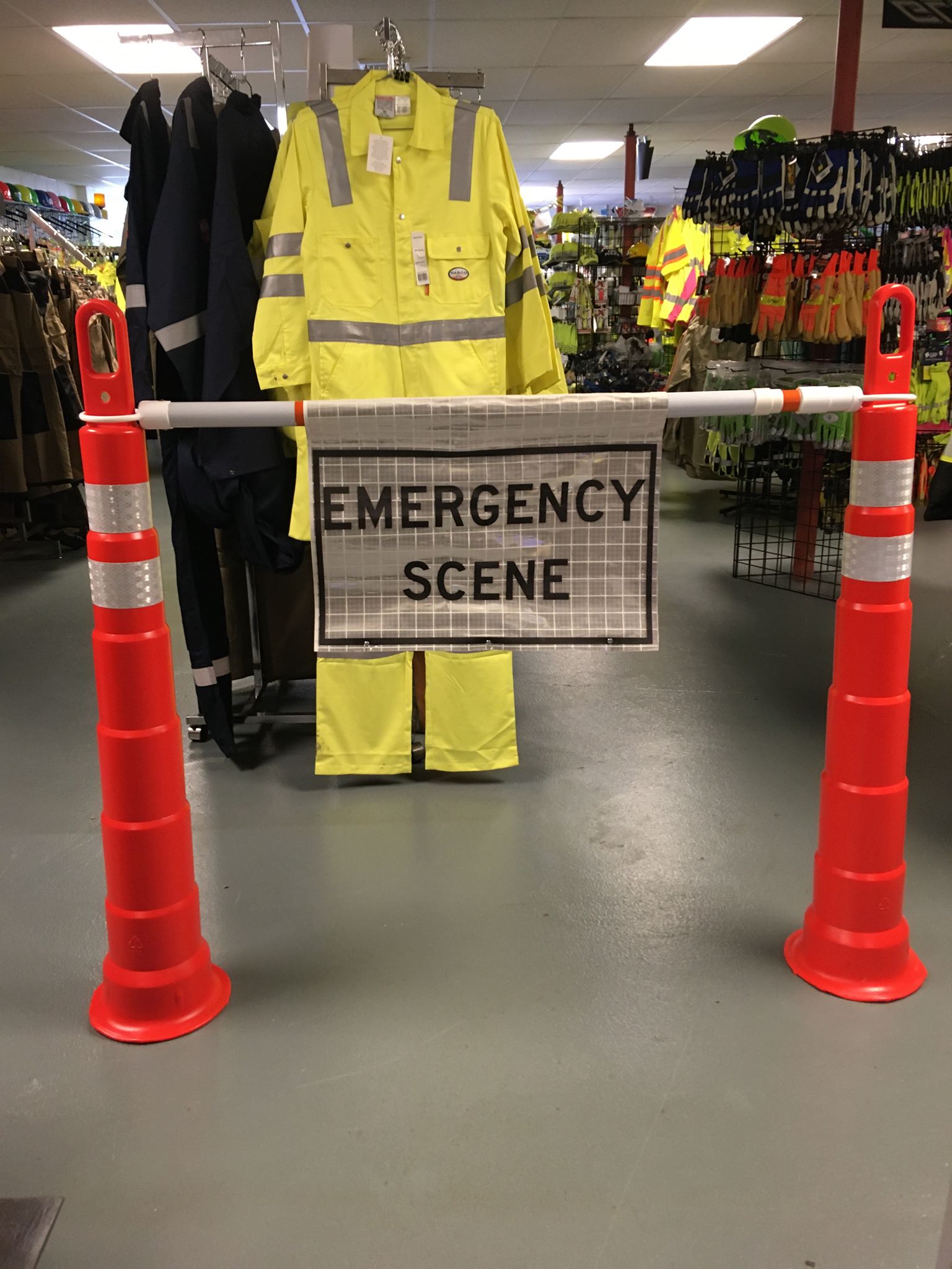 Looper Cone Set-Up with cone bar and sign