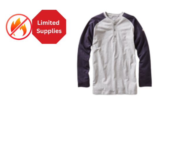 *(FR) - Rasco 2 Tone Henley Navy/Gray  Flame Resistant Long Sleeve