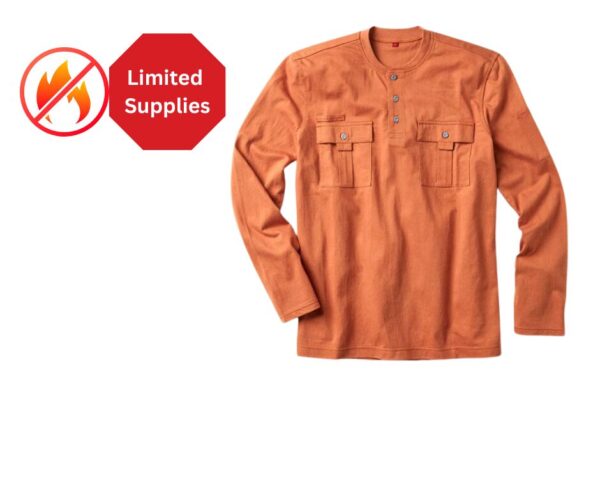 *(FR) - Rasco Burnt Orange Lightweight Henley Flame Resistant Shirt