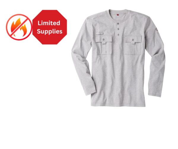 *(FR) - Rasco Grey Lightweight Henley Flame Resistant Shirt