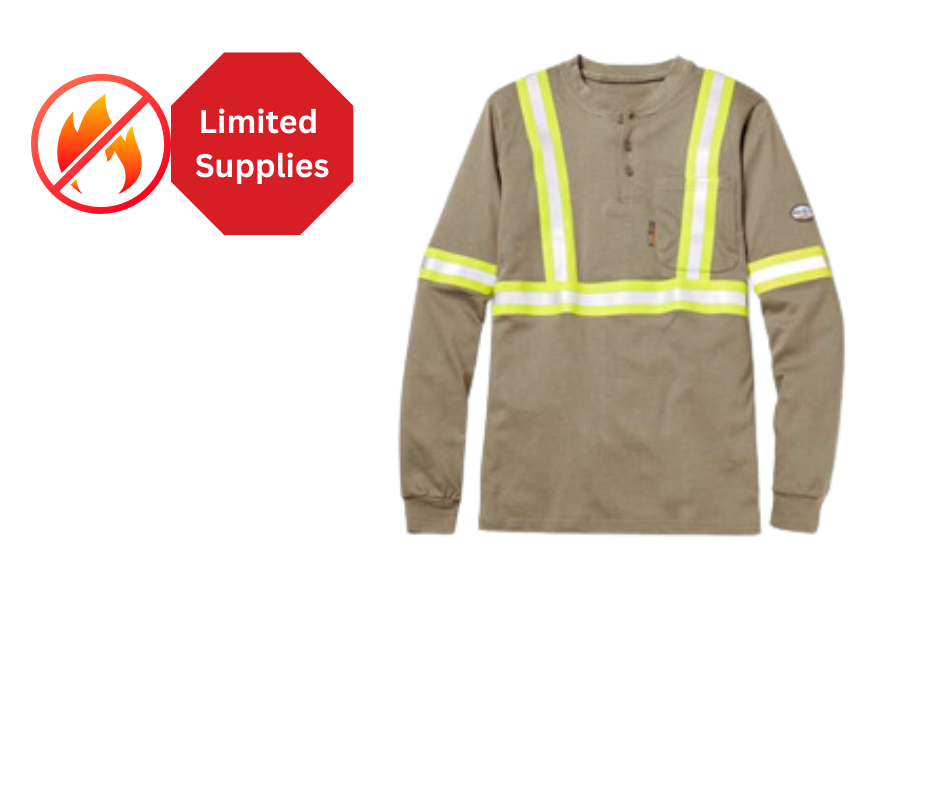 khaki Henley reflective