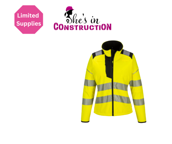 *She's in Construction - Women's Soft Shell Jacket with Segmented Reflective