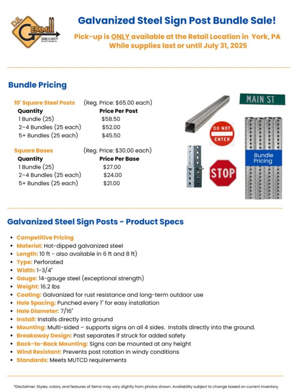 June 2025 - Limited Stock Sale - Galvanized Steel Sign Post Bundle Sale
