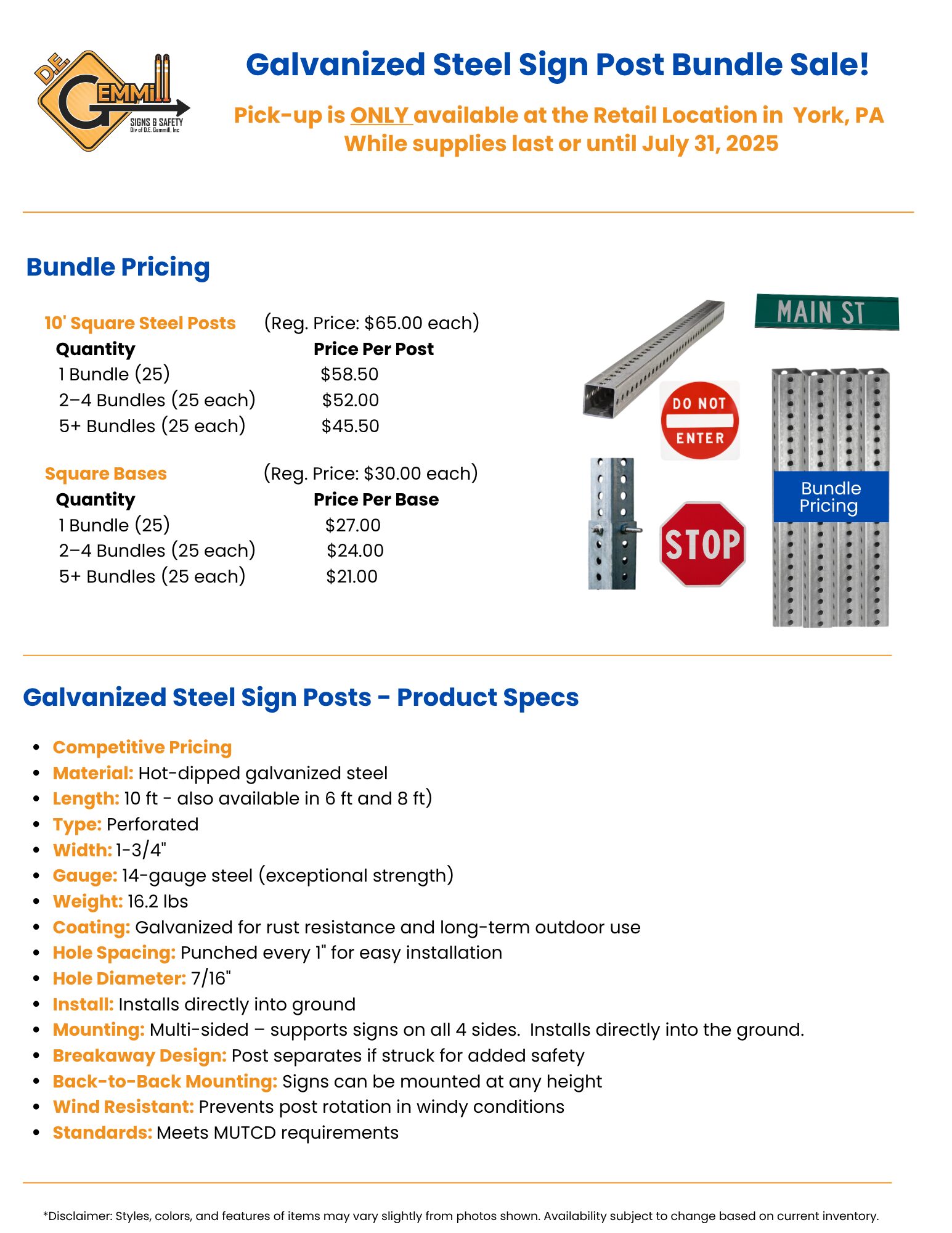 June 2025 - Email Broadcast - Sign Post Bundle & Square Base Sale!!